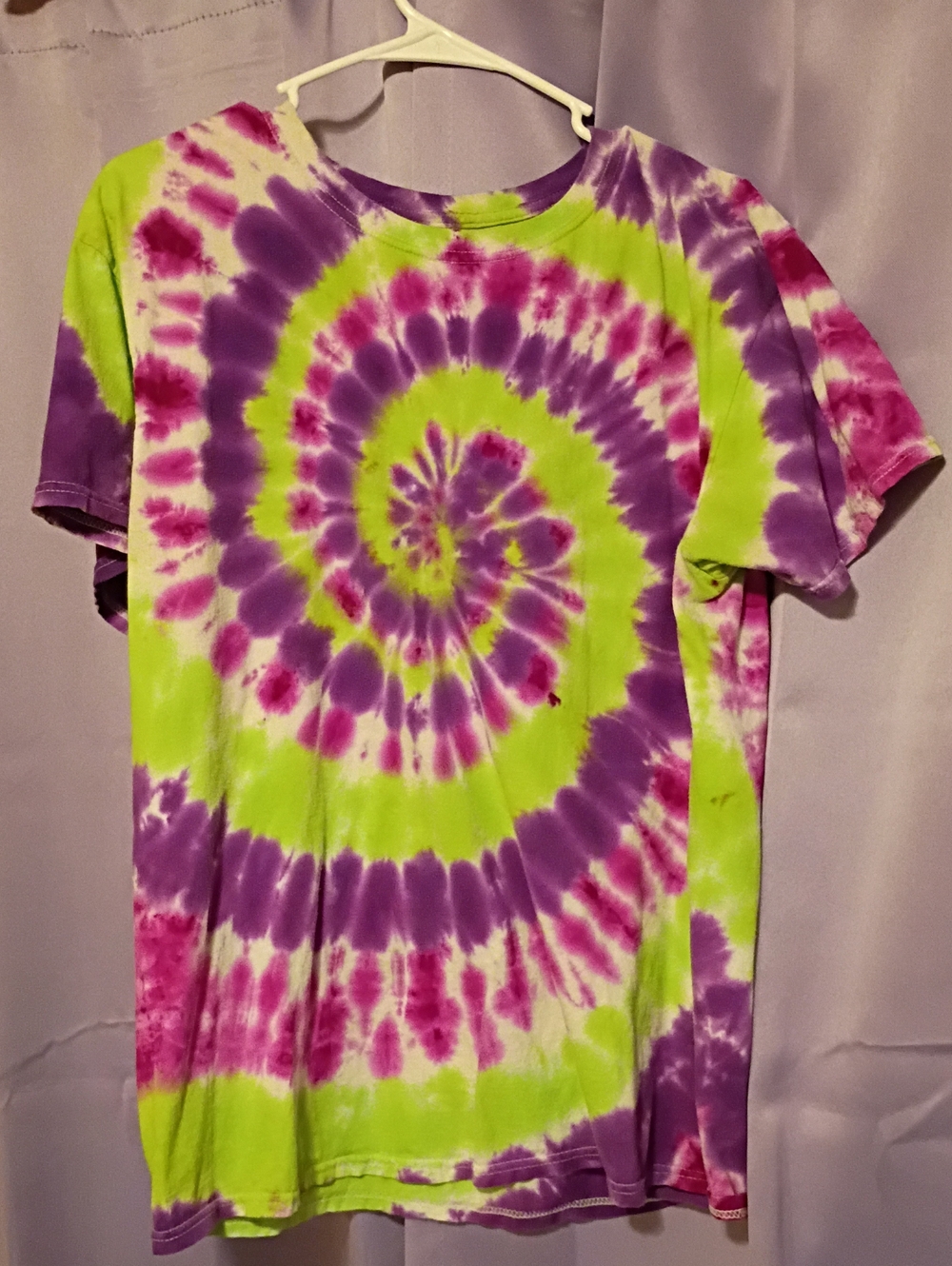 Tie-Dye Spiral T-Shirt in Lime, Purple & Pink